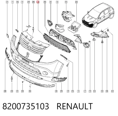 Rejilla del parachoques delantero RENAULT 8200735103