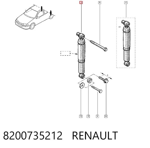 Amortiguador trasero 8200735212 Renault (RVI)