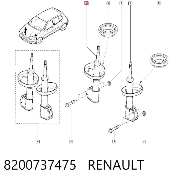 Amortiguador 8200737475 Renault (RVI)