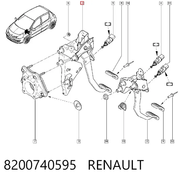 Pedal de freno 8200740595 Renault (RVI)