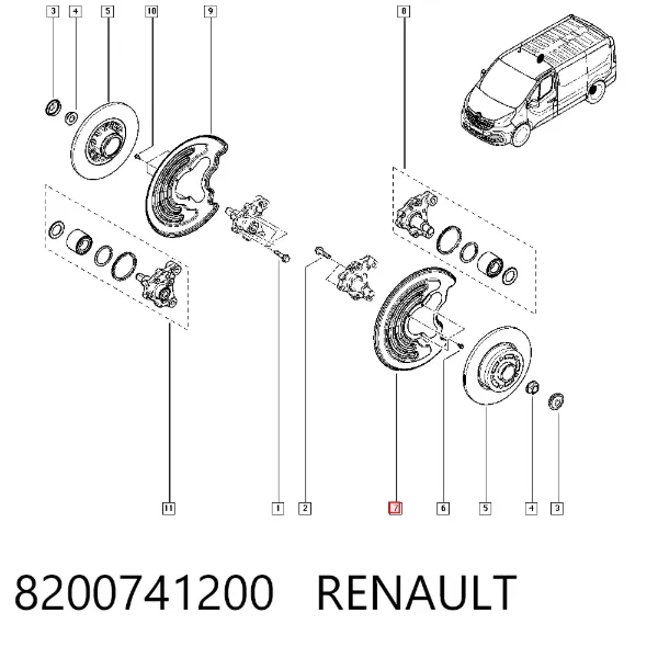 Protector de disco de freno trasero izquierdo 8200741200 Renault (RVI)