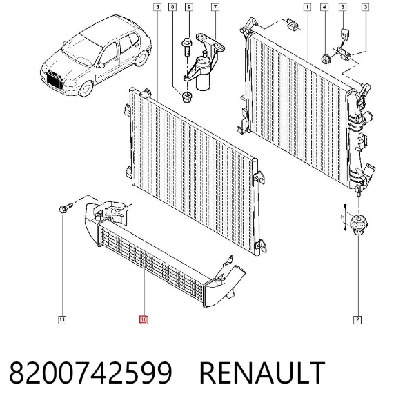 Intercooler 8200742599 Renault (RVI)