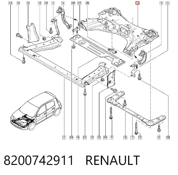 Puente delantero 8200742911 Renault (RVI)