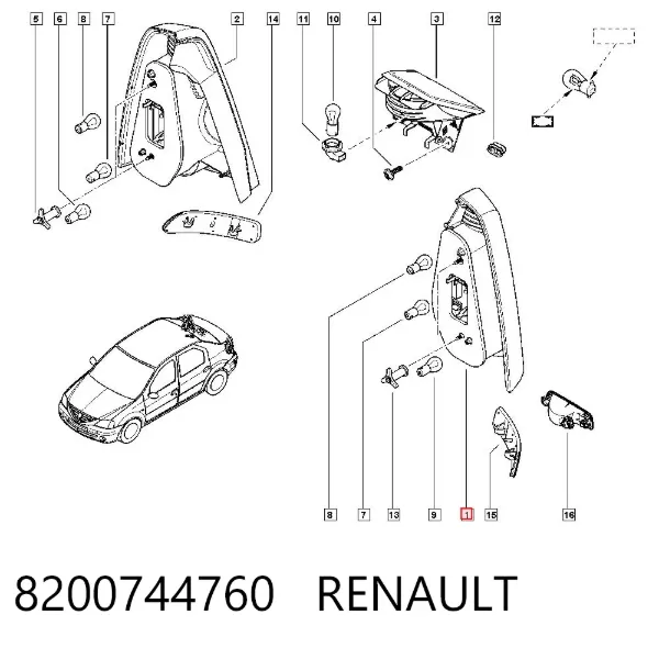 Piloto trasero izquierdo 8200744760 Renault (RVI)