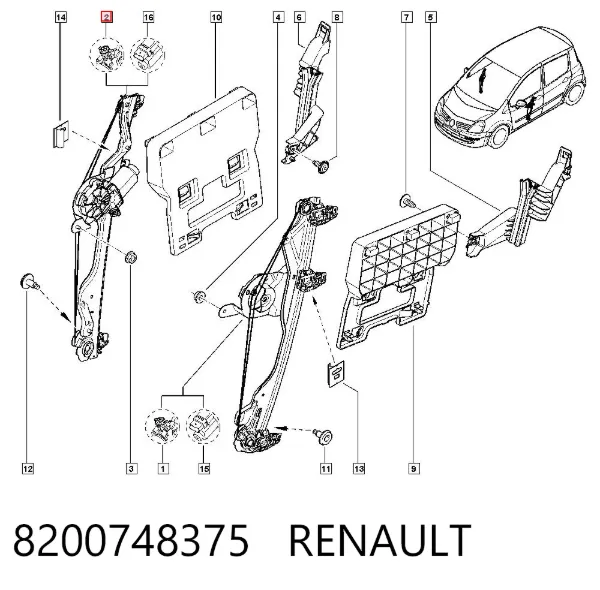 Mecanismo de elevalunas delantero derecha 8200748375 Renault (RVI)