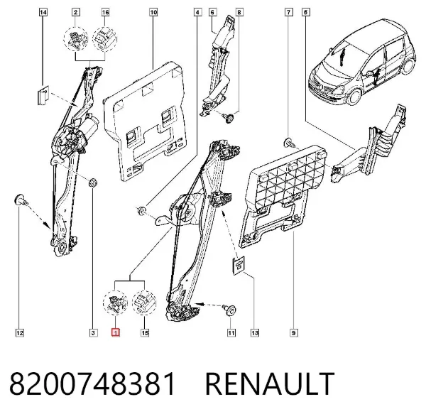 Mecanismo de elevalunas delantero izquierdo 8200748381 Renault (RVI)