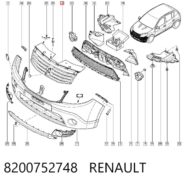 Parrilla 8200752748 Renault (RVI)