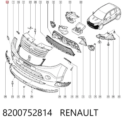 Tapa del gancho de remolque del parachoques delantero RENAULT 8200752814