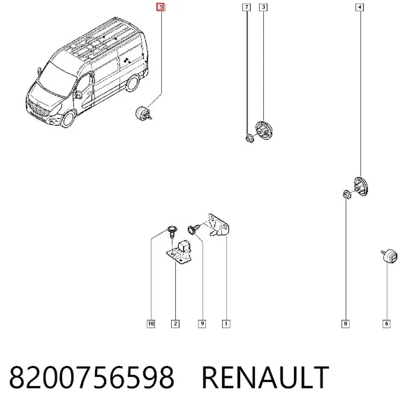 Tope de la tapa del maletero 8200756598 Renault (RVI)