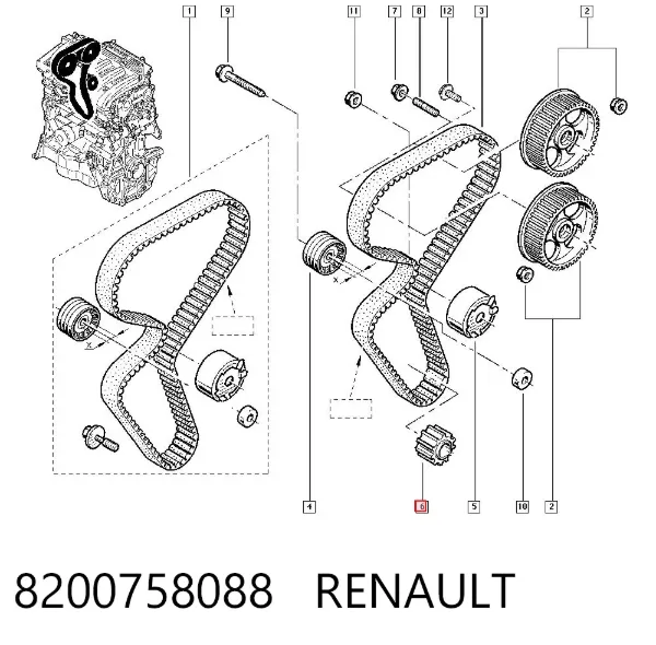 Piñón del cigüeñal 8200758088 Renault (RVI)