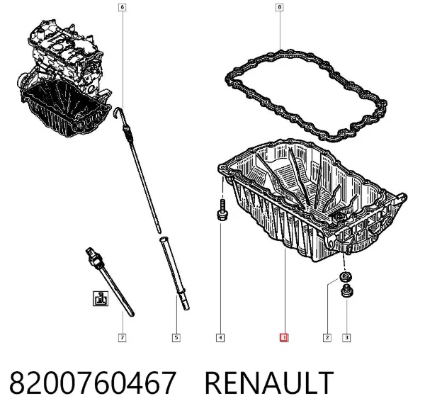 Cárter de aceite del motor 8200760467 Renault (RVI)