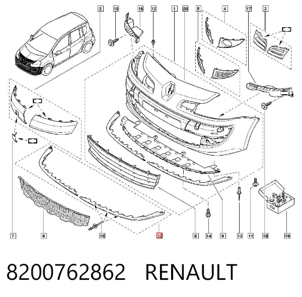 Alerón delantero 8200762862 Renault (RVI)