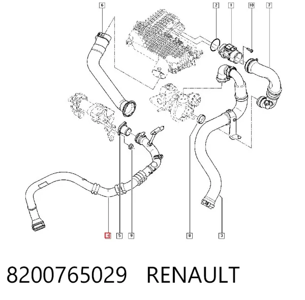 Tubo intercooler 8200765029 Renault (RVI)