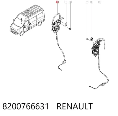 Cerradura de puerta lateral corrediza derecha RENAULT 8200766631
