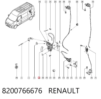 Manija interior derecha de puerta trasera batiente RENAULT 8200766676