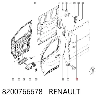 Manija interior izquierda de puerta corrediza RENAULT 8200766678