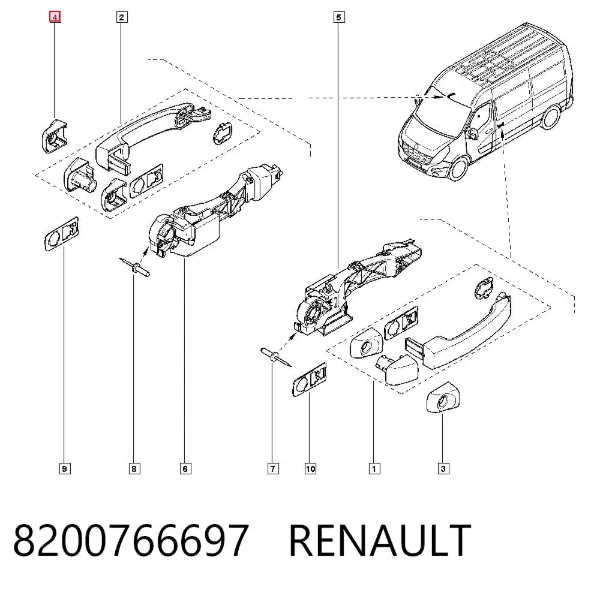 Cubierta de cilindro de cerradura de puerta 8200766697 Renault (RVI)