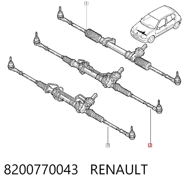 Cremallera de dirección 8200770043 Renault (RVI)