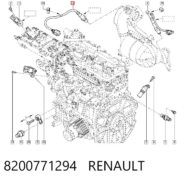 Sensor de oxígeno previo al catalizador 8200771294 Renault (RVI)