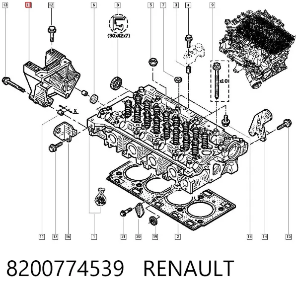 Soporte derecho del motor 8200774539 Renault (RVI)