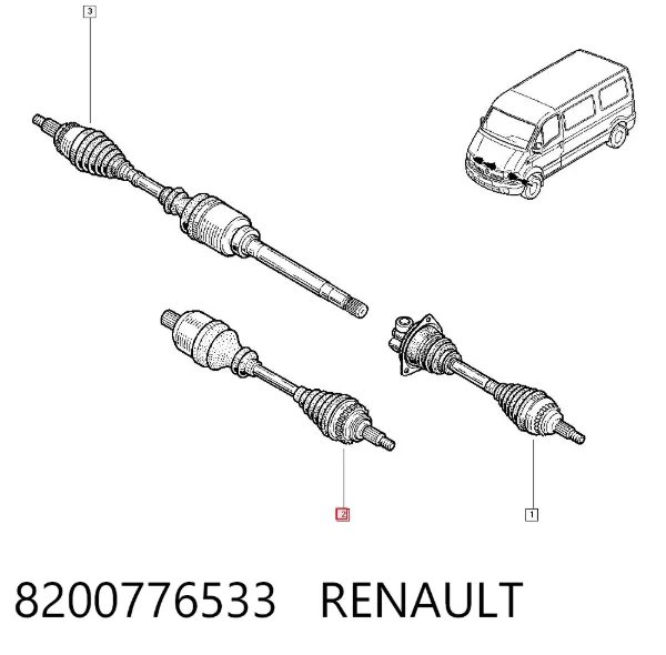 Semieje delantero izquierdo 8200776533 Renault (RVI)