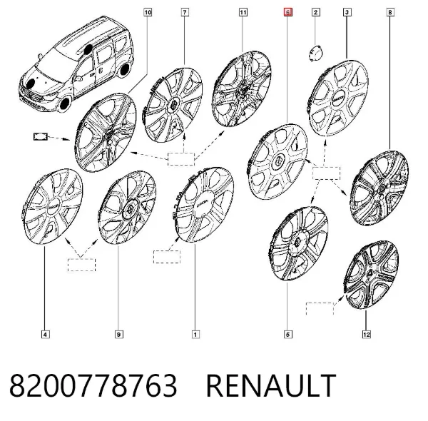 Tapacubos 8200778763 Renault (RVI)