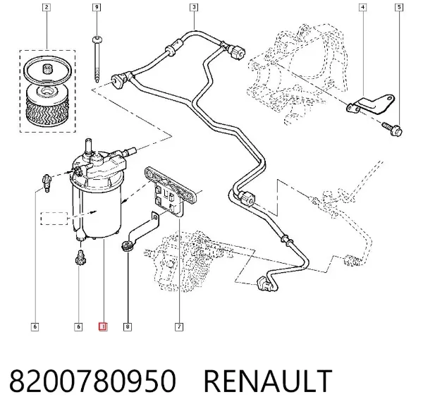 Caja del filtro de combustible 8200780950 Renault (RVI)