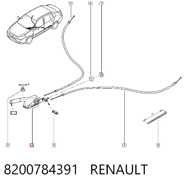 Palanca de freno de mano 8200784391 Renault (RVI)