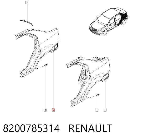 Aleta trasera izquierda 8200785314 Renault (RVI)