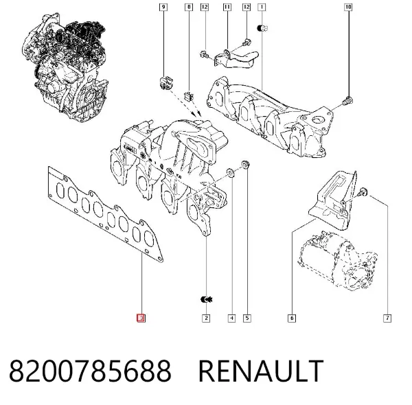 Junta combinada de admisión y escape 8200785688 Renault (RVI)