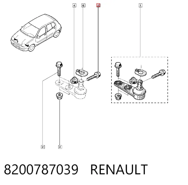 Tornillo de fijación de la rótula de suspensión delantera al muñón 8200787039 Renault (RVI)