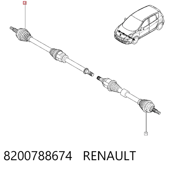 Semieje delantero derecho 8200788674 Renault (RVI)