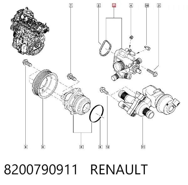Caja de termostato 8200790911 Renault (RVI)