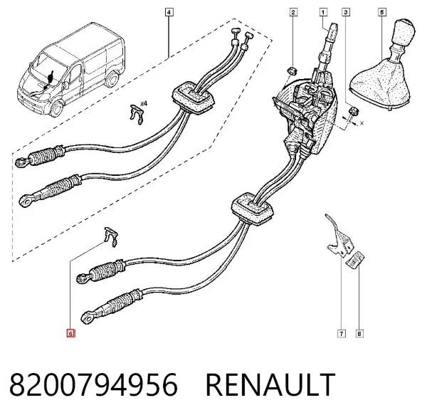 Abrazadera de cable de caja de cambios 8200794956 Renault (RVI)