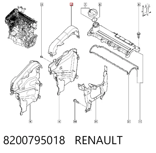 Cubierta superior de la correa de distribución 8200795018 Renault (RVI)