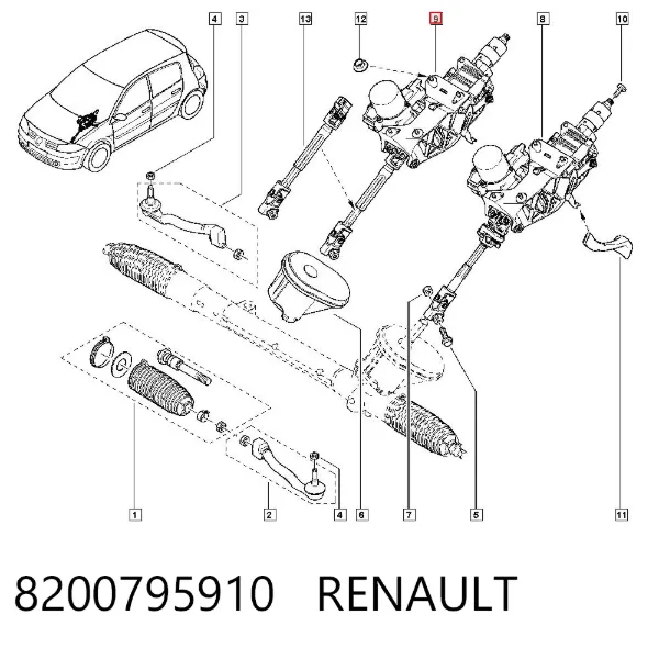 Columna dirección 8200795910 Renault (RVI)