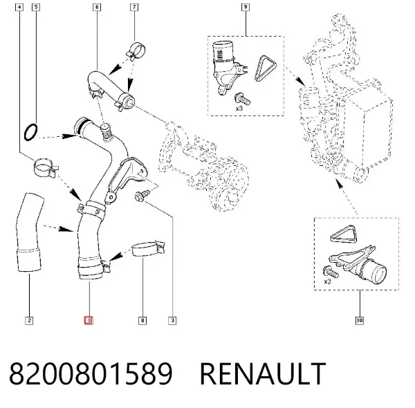 Manguera radiador 8200801589 Renault (RVI)