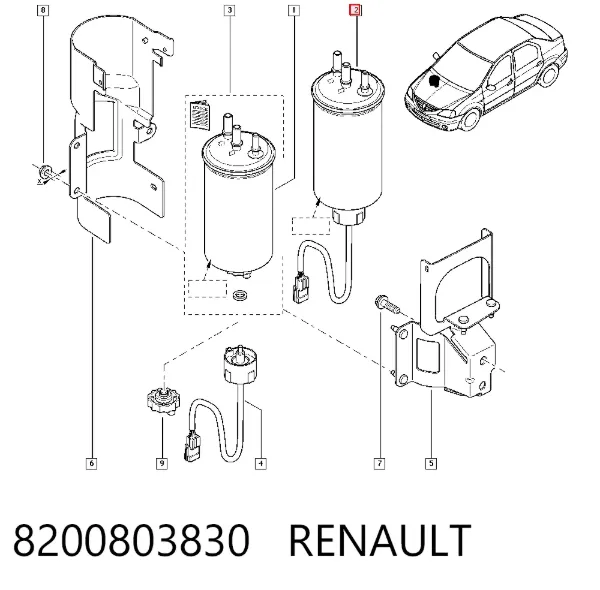Filtro de combustible 8200803830 Renault (RVI)