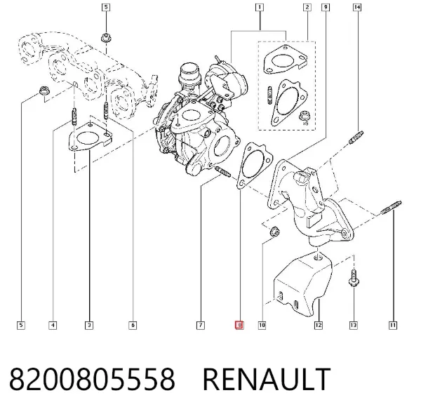 Junta de turbina de escape 8200805558 Renault (RVI)