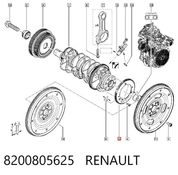 Arandela de cigüeñal 8200805625 Renault (RVI)