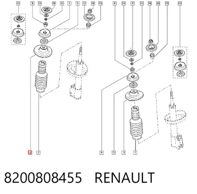 Plato superior metálico del resorte trasero RENAULT 8200808455