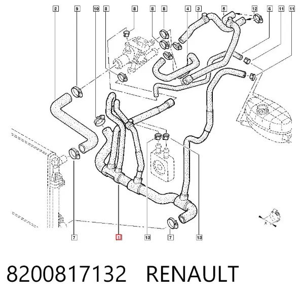 Manguera inferior del radiador 8200817132 Renault (RVI)