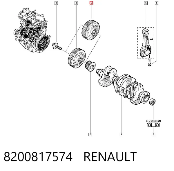 Polea de cigüeñal 8200817574 Renault (RVI)