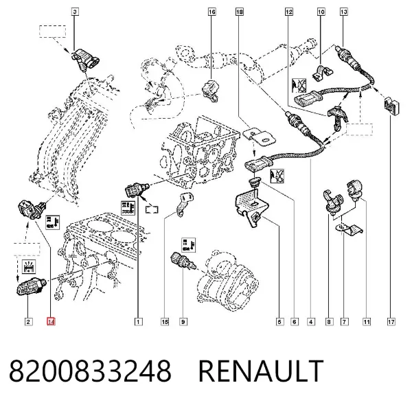 Sensor de temperatura del aire de admisión 8200833248 Renault (RVI)