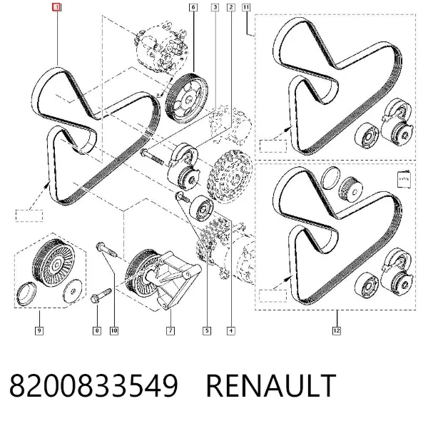 Correa de alternador 8200833549 Renault (RVI)