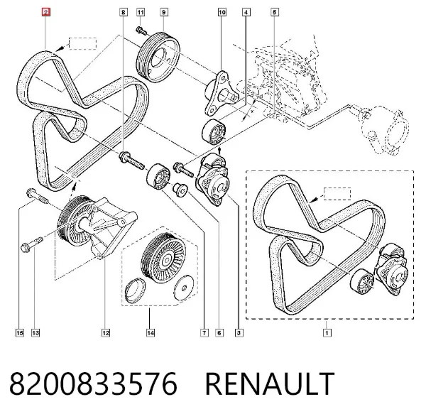 Correa de alternador 8200833576 Renault (RVI)