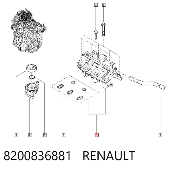 Separador de aceite del sistema de ventilación del cárter 8200836881 Renault (RVI)