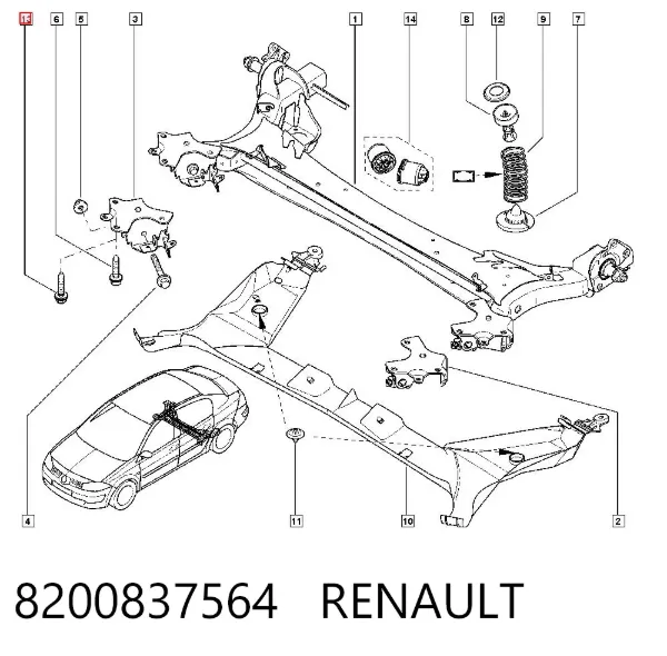 Puente trasero 8200837564 Renault (RVI)