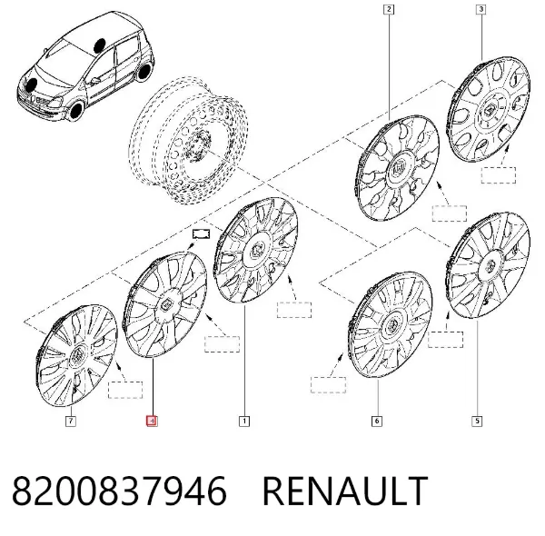 Tapacubos 8200837946 Renault (RVI)