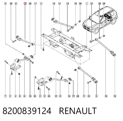 Barra transversal de la suspensión trasera RENAULT 8200839124